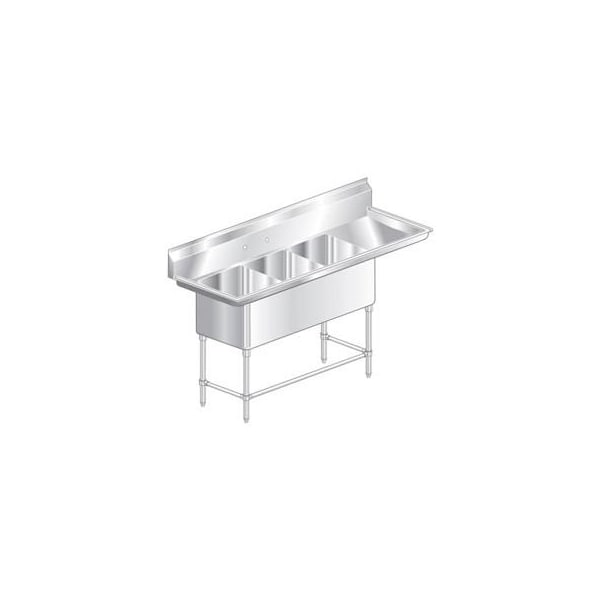 Aero Aero Manufacturing Company Three Bowl Aerospec SS NSF Sink, 30W Right Drainboard 2F3-2424-30R - main